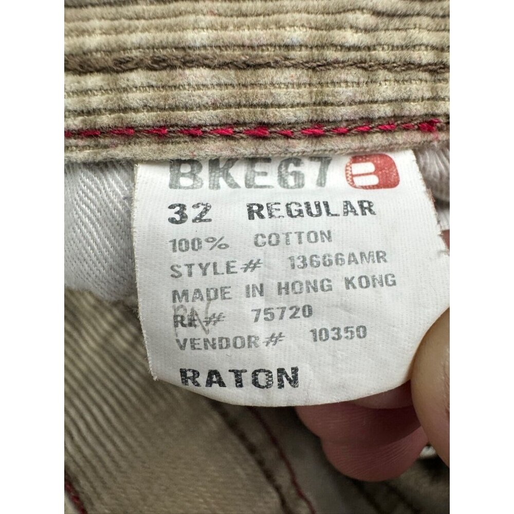 BKE67 Cargo Pants Men's 32 (W31 x L31) Brown Corduroy Raton Straight Leg Relaxed - Picture 8 of 8